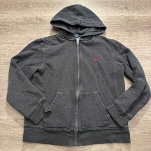 Polo Ralph Lauren Hoodie Youth‎ Large 14-16 Gray Full Zip Sweatshirt Double Knit
